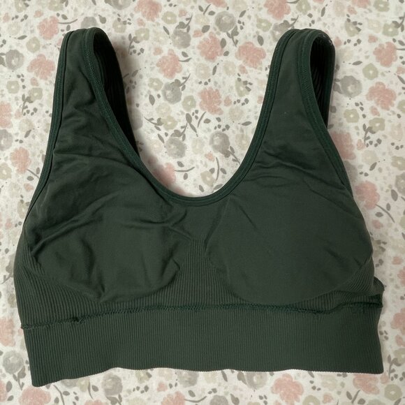 aerie SMALL Ribbed Sports Bra / Top - Dark Green - removable pads included - Picture 8 of 11